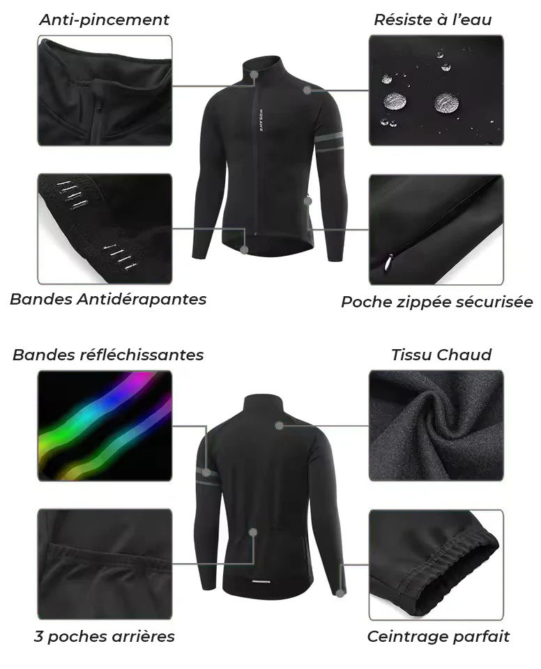 Thermo+ PRO - Veste Cyclisme Hiver Chaude - Noir – Image 3