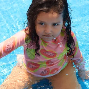 T-shirt de bain anti-UV enfant (fille ou garçon) - Papaye - Nuvées