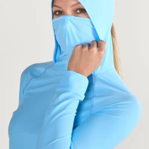 T-shirt de bain anti-UV à capuche femme - Bleuet Ensoleillé - Nuvées