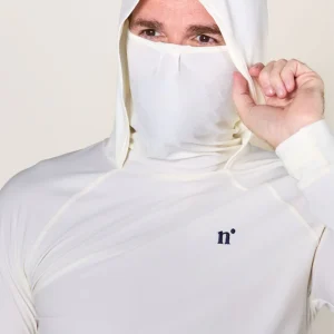 T-shirt de bain anti-UV à capuche homme - Blanc Perlé - Nuvées