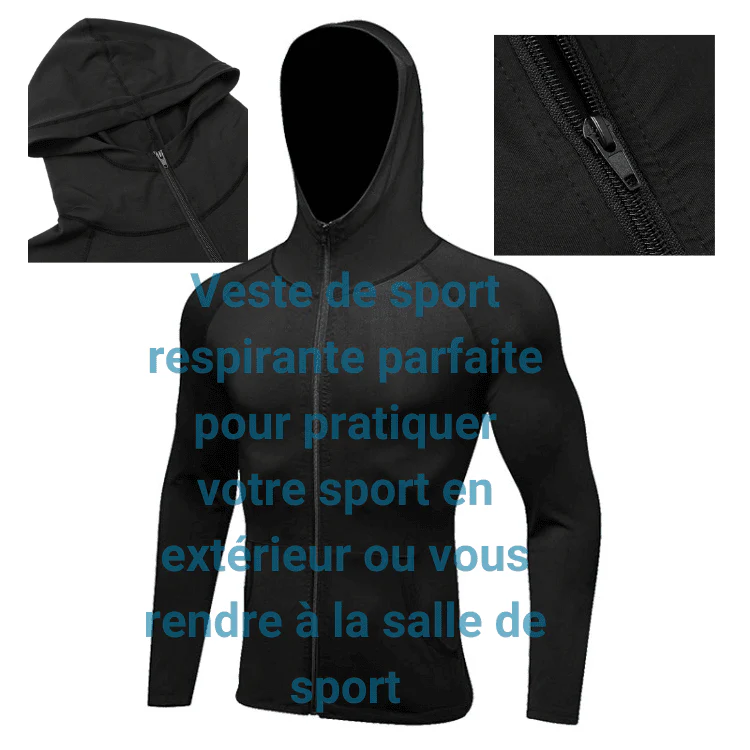 Veste à capuche de sport zippée de yoga en extérieur - Confort et style – Image 3