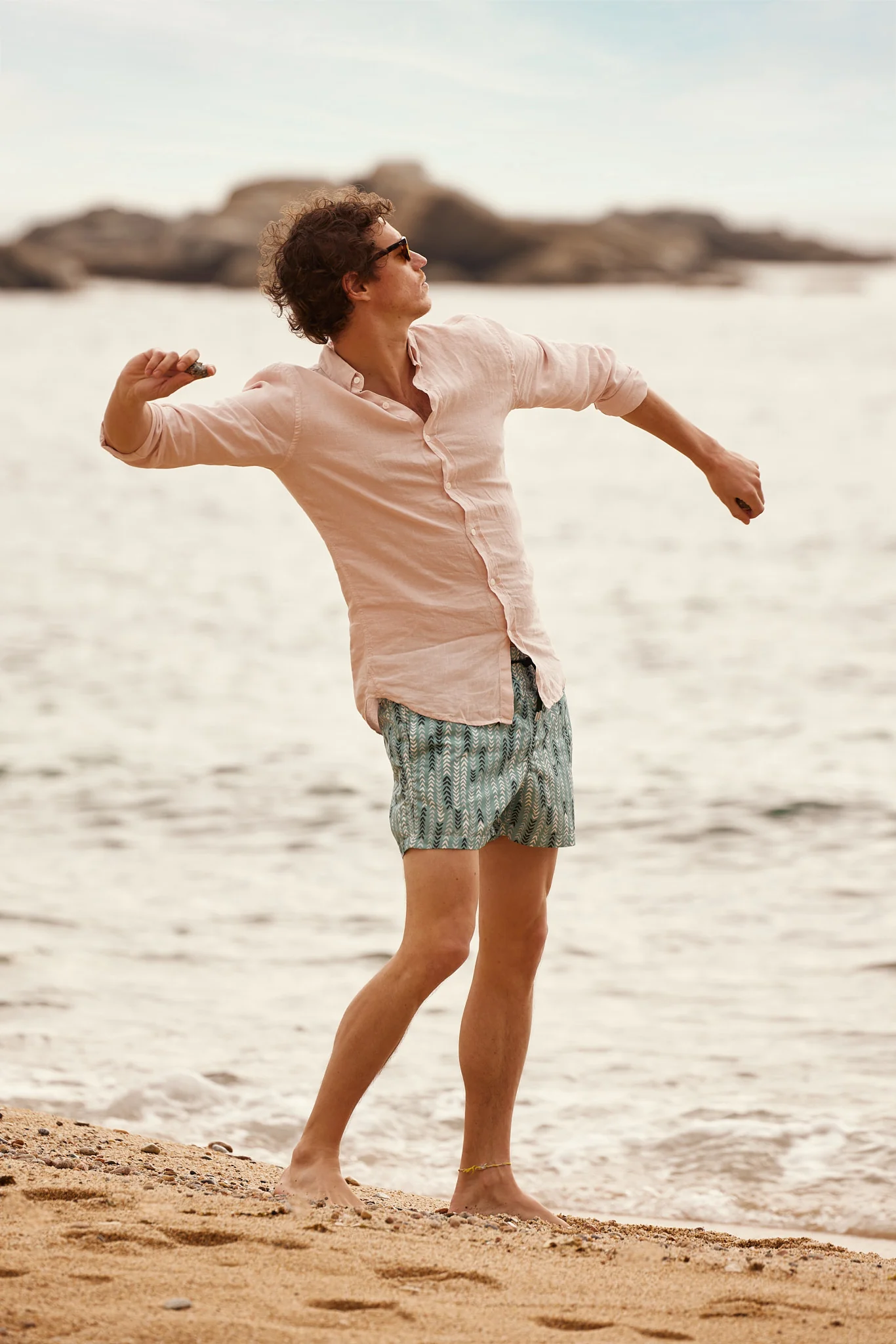 Chemise en lin rose – Image 2