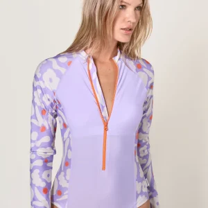 Maillot de bain anti-UV une pièce à manches longues femme - Blossom Lavender - Nuvées